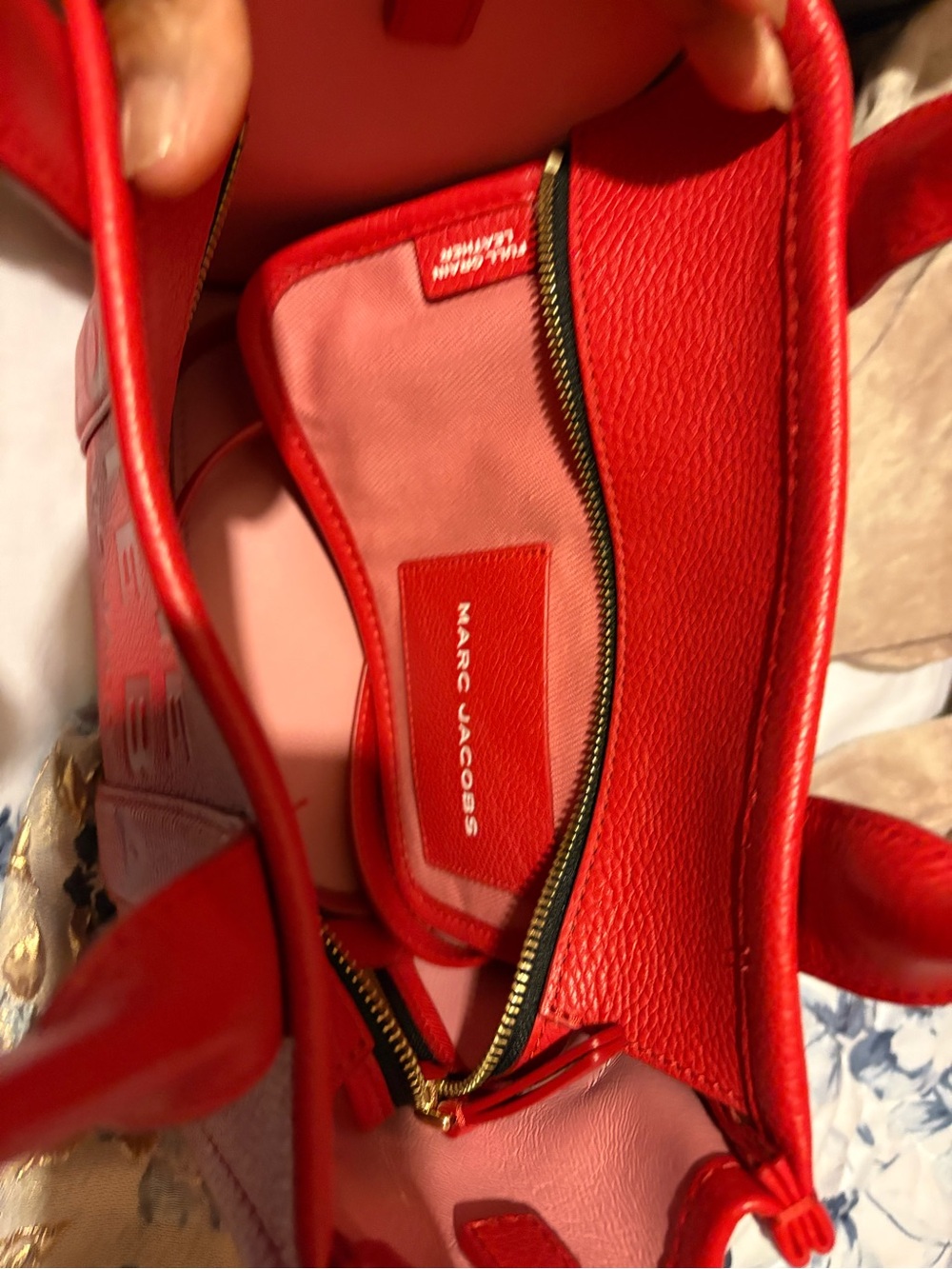 Marc Jacobs Red The Tote Bag Leather Satchel - Picture 8 of 8